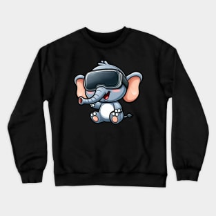 Elephant VR virtual reality gamer cute cartoon Crewneck Sweatshirt